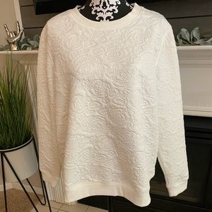 Forever 21 Plus White Floral Embossed Sweatshirt